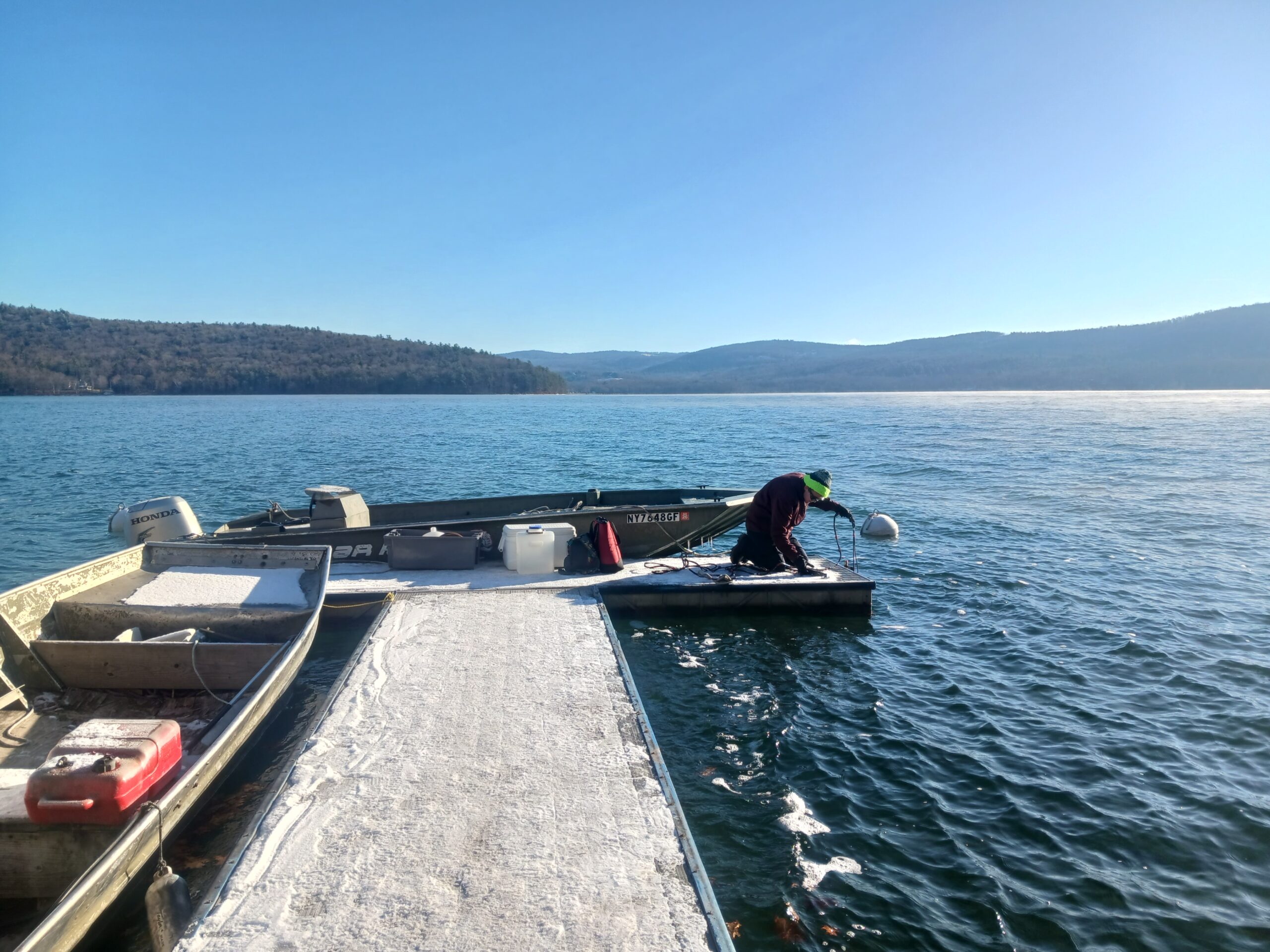 Researcher working on Otsego Lake